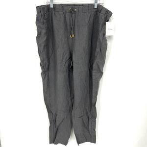Ellen Tracy Women's Size XL Gray Linen Pants Drawstring Baggy Elastic NWT